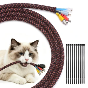 30ft - 1/2 inch Cord Protectors from Pets no Chew, BlackRed Split Cable Management Sleeves, Wire Loom Tubing for TV USB Cord Protector, Cord Covers for Pets Bite-Resistant 30ft - 1/2 inch Cord Protectors from Pets no Chew, BlackRed Split Cable Management Sleeves, Wire Loom Tubing for TV USB Cord Protector, Cord Covers for Pets Bite-Resistant