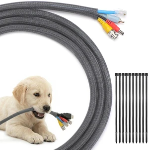 10ft - 1/2 inch Cord Protectors from Pets no Chew, Grey Split Cable Management Sleeves, Wire Loom Tubing for TV USB Cord Protector, Cord Covers for Pets Bite-Resistant 10ft - 1/2 inch Cord Protectors from Pets no Chew, Grey Split Cable Management Sleeves, Wire Loom Tubing for TV USB Cord Protector, Cord Covers for Pets Bite-Resistant