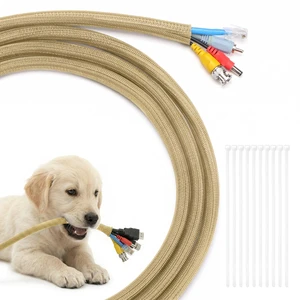 10ft - 1/2 inch Cord Protectors from Pets no Chew, Gold Split Cable Management Sleeves, Wire Loom Tubing for TV USB Cord Protector, Cord Covers for Pets Bite-Resistant 10ft - 1/2 inch Cord Protectors from Pets no Chew, Gold Split Cable Management Sleeves, Wire Loom Tubing for TV USB Cord Protector, Cord Covers for Pets Bite-Resistant