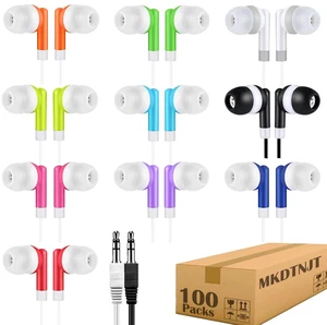 100 Pack Bulk Earbuds for Kids School Classroom,Student Wired Headphones with 3.5 mm Jack Multi Colored Earphones for Computer Chromebook Laptop PC (HTC101) 100 Pack Bulk Earbuds for Kids School Classroom,Student Wired Headphones with 3.5 mm Jack Multi Colored Earphones for Computer Chromebook Laptop PC (HTC101)