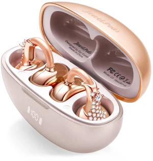 JewelPods C3 Wireless Bluetooth Earbuds, Jeweled Open-Ear Headphones, Pink Ultra-Light Memory Wire Clip-On Earrings for All-Day Comfort, 60H Playtime, Sweat & Water Resistant, Premium Sound JewelPods C3 Wireless Bluetooth Earbuds, Jeweled Open-Ear Headphones, Pink Ultra-Light Memory Wire Clip-On Earrings for All-Day Comfort, 60H Playtime, Sweat & Water Resistant, Premium Sound