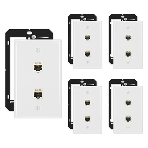 5-Pack Shielded Cat6A Ethernet Wall Plate, 2-Port RJ45 Wall Plate 2-Port Keystone Wall Plates with Cat 6A Shielded Coupler and Bracket, Female to Female Cat6a Wall Plate, Cat6a/Cat6/5e, PoE 5-Pack Shielded Cat6A Ethernet Wall Plate, 2-Port RJ45 Wall Plate 2-Port Keystone Wall Plates with Cat 6A Shielded Coupler and Bracket, Female to Female Cat6a Wall Plate, Cat6a/Cat6/5e, PoE