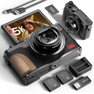True 5K 64MP Digital Camera for Photography, 18X Zoom(Black) Autofocus, 3'' 180° Flip Screen, Comes with 32GB TF Card & 2 Batteries, Travel Vlogging Camera for YouTube Beginners True 5K 64MP Digital Camera for Photography, 18X Zoom(Black) Autofocus, 3'' 180° Flip Screen, Comes with 32GB TF Card & 2 Batteries, Travel Vlogging Camera for YouTube Beginners