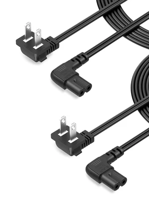 2-Pack 10 feet IEC C7 to NEMA 1-15P,Non-Polarized Power Cord 18 Awg Angled 2-Slot Non-Polarized Angle Power Cord,IEC320 C7 to Nema 1-15P,3M/Black 2-Pack 10 feet IEC C7 to NEMA 1-15P,Non-Polarized Power Cord 18 Awg Angled 2-Slot Non-Polarized Angle Power Cord,IEC320 C7 to Nema 1-15P,3M/Black