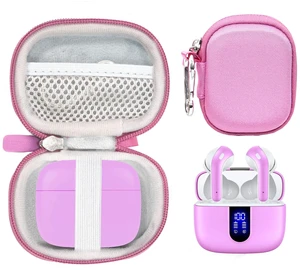 Case for TAGRY X08 Bluetooth Headphones True Wireless Earbuds 60H, mesh Pocket for Charge Cable (Pink) Case for TAGRY X08 Bluetooth Headphones True Wireless Earbuds 60H, mesh Pocket for Charge Cable (Pink)