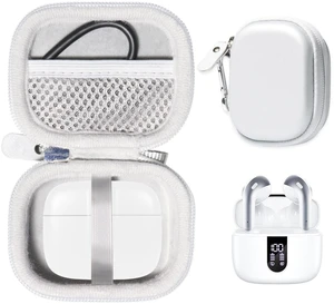 Case for TAGRY X08 Bluetooth Headphones True Wireless Earbuds 60H, mesh Pocket for Charge Cable (White) Case for TAGRY X08 Bluetooth Headphones True Wireless Earbuds 60H, mesh Pocket for Charge Cable (White)
