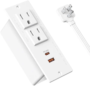 Recessed Power Strip USB C PD 30W,Desk Outlet,White Flush Mount Desk Recessed Outlet,Space-Saver for Furniture Side Table,2 USB,2 Outlets,6ft,Ultra Thin Flat Plug Recessed Power Strip USB C PD 30W,Desk Outlet,White Flush Mount Desk Recessed Outlet,Space-Saver for Furniture Side Table,2 USB,2 Outlets,6ft,Ultra Thin Flat Plug