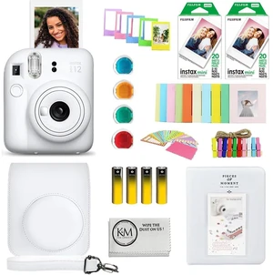 INSTAX Mini 12 Instant Film Camera Clay White Bundled with INSTAX Mini Instant Film 40 Exposures + Instax Accessory Bundle + AA Batteries + Cleaning Cloth (10 Items) INSTAX Mini 12 Instant Film Camera Clay White Bundled with INSTAX Mini Instant Film 40 Exposures + Instax Accessory Bundle + AA Batteries + Cleaning Cloth (10 Items)