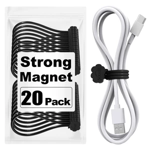 Magnetic Cable Ties 20 Pack, Cute Cloud 7.2" Silicone All Black Strong Magnet Hold / Embedded Safe Magnet / Easy Slide Open / Soft Flex Silicone / Multi Use / Smiling Cloud / Fridge Magnet Magnetic Cable Ties 20 Pack, Cute Cloud 7.2" Silicone All Black Strong Magnet Hold / Embedded Safe Magnet / Easy Slide Open / Soft Flex Silicone / Multi Use / Smiling Cloud / Fridge Magnet