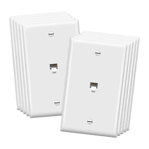 RJ11 Telephone Jack Wall Plate, 6-Position 6-Conductor 6P6C (2 Line Support), 1-Gang 4.50" x 2.76", 6631-W-10PCS, White (10 Pack) RJ11 Telephone Jack Wall Plate, 6-Position 6-Conductor 6P6C (2 Line Support), 1-Gang 4.50" x 2.76", 6631-W-10PCS, White (10 Pack)
