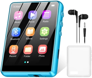 64GB MP3 Player with Bluetooth 5.3, 2.4-Inch Full Touch Screen, Portable Lossless Sound Music Player with HD Speaker, MP3 with FM Radio Recording e-Book, Record, Earphone Included-Blue 64GB MP3 Player with Bluetooth 5.3, 2.4-Inch Full Touch Screen, Portable Lossless Sound Music Player with HD Speaker, MP3 with FM Radio Recording e-Book, Record, Earphone Included-Blue