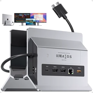 MacBook Docking Station Dual Monitor 4K@60Hz with M.2 NVMe SSD Enclosure Vertical USB C Laptop Stand Dock for MacBook M5/M4 Pro/Max, 2 HDMI, PD, USB A/C 10Gbps, Ethernet, Space-Saving - Gray MacBook Docking Station Dual Monitor 4K@60Hz with M.2 NVMe SSD Enclosure Vertical USB C Laptop Stand Dock for MacBook M5/M4 Pro/Max, 2 HDMI, PD, USB A/C 10Gbps, Ethernet, Space-Saving - Gray