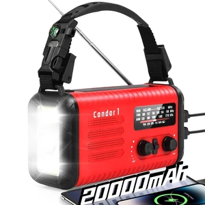 Emergency Crank Radio, 20000mAh Solar Hand Crank Weather Radio NOAA/AM/FM 74000mWh Battery Powered Radio with Cell Phone Charger, Reading Lamp, Flashlight & SOS for Emergencies/Home (Red) Emergency Crank Radio, 20000mAh Solar Hand Crank Weather Radio NOAA/AM/FM 74000mWh Battery Powered Radio with Cell Phone Charger, Reading Lamp, Flashlight & SOS for Emergencies/Home (Red)