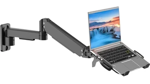 Single Monitor Wall Mount with Laptop Tray for 13 to 18 Inch, Gas Spring Monitor Arm Wall Mount Holds Up to 11KG/24lbs, Full Motion Adjustable,VESA Mount 75x75/100x100mm Single Monitor Wall Mount with Laptop Tray for 13 to 18 Inch, Gas Spring Monitor Arm Wall Mount Holds Up to 11KG/24lbs, Full Motion Adjustable,VESA Mount 75x75/100x100mm