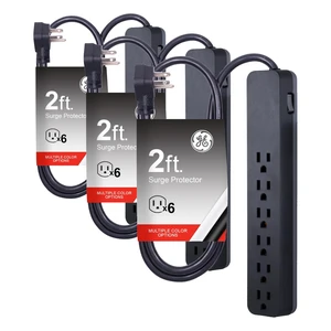 Sur Protector Power Strip, 2 Ft Extension Cord, 6 Outlet Extender, 2 Ft (Pack of 3) Sur Protector Power Strip, 2 Ft Extension Cord, 6 Outlet Extender, 2 Ft (Pack of 3)