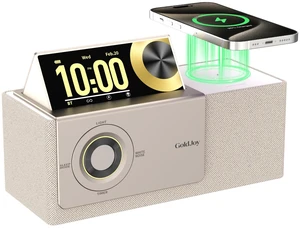 Bluetooth Speaker Wireless, Charging Station for Home Sleep Gift Sound with Punchy Bass, 7 in 1 Sunset Lamp & White Noise, Smart Flip-Up LCD Display, Clock Syncs Phone's Time and Date Bluetooth Speaker Wireless, Charging Station for Home Sleep Gift Sound with Punchy Bass, 7 in 1 Sunset Lamp & White Noise, Smart Flip-Up LCD Display, Clock Syncs Phone's Time and Date