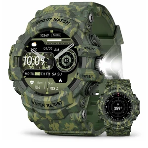 Military Smart Watch with Flashlight/Compass (Answer/Make Call) Heart Rate/Sleep/Sports Tracker, IP68 Waterproof, Long Battery Life, HD Screen (Camo Green) Military Smart Watch with Flashlight/Compass (Answer/Make Call) Heart Rate/Sleep/Sports Tracker, IP68 Waterproof, Long Battery Life, HD Screen (Camo Green)