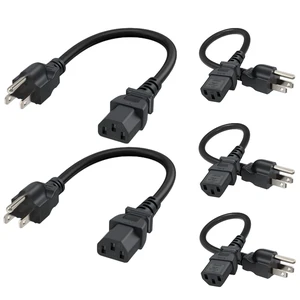 5-Pack 1 Feet 18AWG Power Cord for NEMA 5-15P to IEC320C13 Universal Power Cable, 0.3m, Black 5-Pack 1 Feet 18AWG Power Cord for NEMA 5-15P to IEC320C13 Universal Power Cable, 0.3m, Black