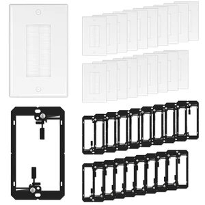 Brush Wall Plate with Low Voltage Mounting Bracket, White, 20 pack Cable Pass Through Insert for Wires, Single Gang Cable Access Strap, Wall Socket for HDTV, Home Theater Systems Brush Wall Plate with Low Voltage Mounting Bracket, White, 20 pack Cable Pass Through Insert for Wires, Single Gang Cable Access Strap, Wall Socket for HDTV, Home Theater Systems