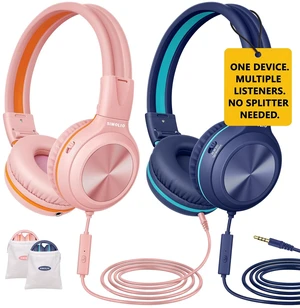 2 Pack Wired Headphones with Share Port, Foldable Headset with MIC Manyshare Series, Durable for Teen Girls Boys, Over Ear Headset w/ Volume Limited for Tablet PC Chromebook School Travel Gift 2 Pack Wired Headphones with Share Port, Foldable Headset with MIC Manyshare Series, Durable for Teen Girls Boys, Over Ear Headset w/ Volume Limited for Tablet PC Chromebook School Travel Gift