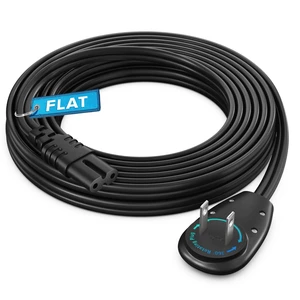 TV Power Cord 12 Ft, 2-Prong IEC C7, Black, 360 Rotating Flat Plug, UL Works with gaming consoles, speakers, printers, and all IEC C7-compatible electronics TV Power Cord 12 Ft, 2-Prong IEC C7, Black, 360 Rotating Flat Plug, UL Works with gaming consoles, speakers, printers, and all IEC C7-compatible electronics