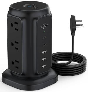 Power Strip Tower with 9 AC Outlets and 5 USB Ports Charging Station 1200J Surge Protector, 6.5 Feet Extension Cord with Multiple Outlets for Home Dorm Room Office Supplies Desk Accessories Power Strip Tower with 9 AC Outlets and 5 USB Ports Charging Station 1200J Surge Protector, 6.5 Feet Extension Cord with Multiple Outlets for Home Dorm Room Office Supplies Desk Accessories