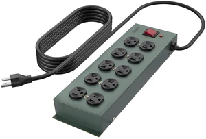 Metal Power Strip Surge Protector, Gray (F9D1000-15), 10-Outlet heavy-duty power strip, durable metal housing, long-reach cord, home office, entertainment center Metal Power Strip Surge Protector, Gray (F9D1000-15), 10-Outlet heavy-duty power strip, durable metal housing, long-reach cord, home office, entertainment center