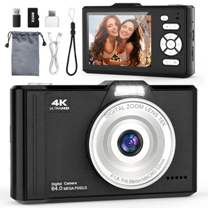 Digital Camera, 4K Portable Point and Shoot Camera with 32GB SD Card 18X Zoom Autofocus Anti-Shake,2.8" IPS Screen with OTG Adapter,Compact Small Camera for Kids Teens Beginners Students Digital Camera, 4K Portable Point and Shoot Camera with 32GB SD Card 18X Zoom Autofocus Anti-Shake,2.8" IPS Screen with OTG Adapter,Compact Small Camera for Kids Teens Beginners Students