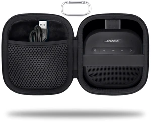 for Bose New SoundLink Micro 2nd Gen Speaker Protective Case, Black EVA Hard Shell, Soft Velvet Lining, Durable Wrist Strap, Portable Travel Bag with Carabiner, Mesh Accessory Pocket for Bose New SoundLink Micro 2nd Gen Speaker Protective Case, Black EVA Hard Shell, Soft Velvet Lining, Durable Wrist Strap, Portable Travel Bag with Carabiner, Mesh Accessory Pocket