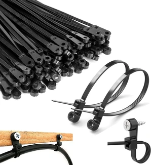 8 inch Black Zip Ties With Screw Hole,Heavy Duty Cable Ties for Cords 75 lbs Mountable head Zip Tie Screw Mount,Zip Wall Wire Ties for Indoor and Outdoor Use (200, 8 IN) 8 inch Black Zip Ties With Screw Hole,Heavy Duty Cable Ties for Cords 75 lbs Mountable head Zip Tie Screw Mount,Zip Wall Wire Ties for Indoor and Outdoor Use (200, 8 IN)