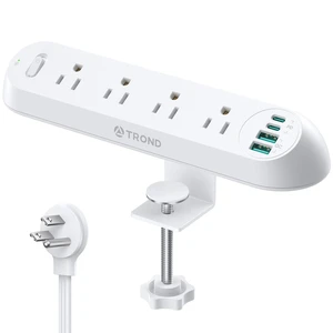 Desk Clamp Power Strip 20W USB C, 6ft Cord, 1700J, ETL Listed Surge Protector with 4 Outlets 4 USB Ports, Flat Plug, Fits 1.97 inch Tabletop Edge, for Home Office Accessories, White Desk Clamp Power Strip 20W USB C, 6ft Cord, 1700J, ETL Listed Surge Protector with 4 Outlets 4 USB Ports, Flat Plug, Fits 1.97 inch Tabletop Edge, for Home Office Accessories, White