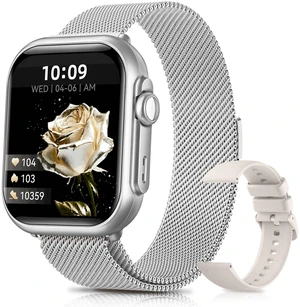 Smart Watches for Women Android& iPhone, 1000mAh Battery, Health Monitoring 1.83" Fitness Tracking Smartwatches with 110+ Sports Modes 24/7 Heart Rate, Sleep, Messages and App Notifications, Silver Smart Watches for Women Android& iPhone, 1000mAh Battery, Health Monitoring 1.83" Fitness Tracking Smartwatches with 110+ Sports Modes 24/7 Heart Rate, Sleep, Messages and App Notifications, Silver