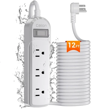 Outdoor Power Strip with Extension Cord, 3 Outlet 12FT Switch IPX6 Weatherproof, 13A/1625W, Wide Spaced Outlets, 45° Flat Plug, Shockproof for Patio Garden Outdoor Power Strip with Extension Cord, 3 Outlet 12FT Switch IPX6 Weatherproof, 13A/1625W, Wide Spaced Outlets, 45° Flat Plug, Shockproof for Patio Garden