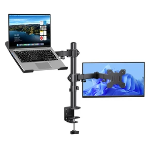 Dual Monitor and Laptop Stand for 13-32" Monitor & 11-17" Laptop Removable laptop tray converts to a dual monitor mount with full-motion adjustment for work and gaming, up to 18 lb per arm Dual Monitor and Laptop Stand for 13-32" Monitor & 11-17" Laptop Removable laptop tray converts to a dual monitor mount with full-motion adjustment for work and gaming, up to 18 lb per arm