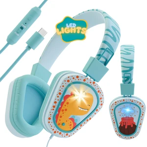 ® Kids Headphones Wired LED Lights with Microphone, Durable and Flexible, Volume Limited 85/94db Kid Safe Dinosaur Headphones for Kids, Perfect for School or Travel. USB C Wired ® Kids Headphones Wired LED Lights with Microphone, Durable and Flexible, Volume Limited 85/94db Kid Safe Dinosaur Headphones for Kids, Perfect for School or Travel. USB C Wired