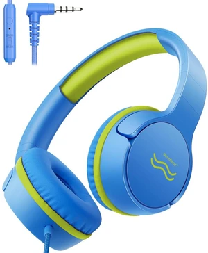 Wired Kids Headphones with Mic, 85/94dB Safe Volume Control, Foldable On-Ear Headset for School, Travel, Tablet & Laptop, 3.5mm Jack, Blue/Lime Green Wired Kids Headphones with Mic, 85/94dB Safe Volume Control, Foldable On-Ear Headset for School, Travel, Tablet & Laptop, 3.5mm Jack, Blue/Lime Green