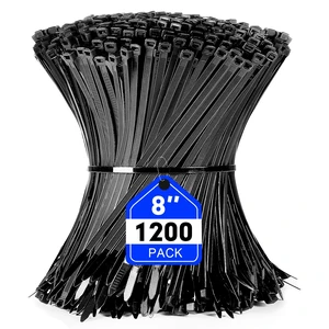 Zip Ties, 1200pcs Black Cable Zip Ties 8 Inch, Heavy Duty Plastic Wire Ties with 50lb Tensile Strength, Self-Locking Black Nylon Tie Wraps for Indoor and Outdoor Zip Ties, 1200pcs Black Cable Zip Ties 8 Inch, Heavy Duty Plastic Wire Ties with 50lb Tensile Strength, Self-Locking Black Nylon Tie Wraps for Indoor and Outdoor