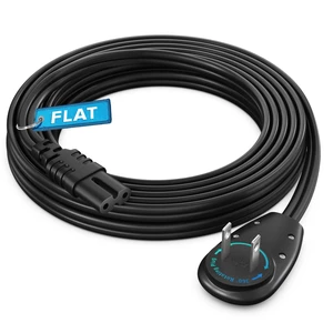 TV Power Cord 10 Ft, 2-Prong IEC C7, Black, 360 Rotating Flat Plug, UL Works with gaming consoles, speakers, printers, and all IEC C7-compatible electronics TV Power Cord 10 Ft, 2-Prong IEC C7, Black, 360 Rotating Flat Plug, UL Works with gaming consoles, speakers, printers, and all IEC C7-compatible electronics