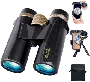 HD 10x42 Binoculars for Adult High Powered Phone Adapter Tripod BAK4 Prism, FMC Lense, Waterproof, Low Light Vision, Compact Binoculars for Bird Watching Hunting Stargazing Hiking Cruise HD 10x42 Binoculars for Adult High Powered Phone Adapter Tripod BAK4 Prism, FMC Lense, Waterproof, Low Light Vision, Compact Binoculars for Bird Watching Hunting Stargazing Hiking Cruise
