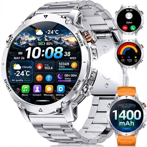 Military Smart Watches for Men,1400mAh Battery Smart Watch with Flashlight,1.7" HD Screen 5ATM Waterproof Fitness Tracker Smartwatch with 110+ Sport Modes,for iOS Android(2 Bands/Silver) Military Smart Watches for Men,1400mAh Battery Smart Watch with Flashlight,1.7" HD Screen 5ATM Waterproof Fitness Tracker Smartwatch with 110+ Sport Modes,for iOS Android(2 Bands/Silver)
