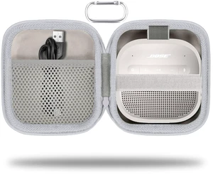 for Bose New SoundLink Micro 2nd Gen Speaker Protective Case, White EVA Hard Shell, Soft Velvet Lining, Durable Wrist Strap, Portable Travel Bag with Carabiner, Mesh Accessory Pocket for Bose New SoundLink Micro 2nd Gen Speaker Protective Case, White EVA Hard Shell, Soft Velvet Lining, Durable Wrist Strap, Portable Travel Bag with Carabiner, Mesh Accessory Pocket
