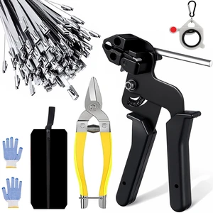 Stainless Steel Cable Tie Gun Kit,100pcs 11.8inch Metal Zip Ties Self-Locking, UV & Corrosion Resistant, Stainless Steel Zip Ties for Fence Repair, Exhaust Wrap, Chicken wire, pipe, Farm Use Stainless Steel Cable Tie Gun Kit,100pcs 11.8inch Metal Zip Ties Self-Locking, UV & Corrosion Resistant, Stainless Steel Zip Ties for Fence Repair, Exhaust Wrap, Chicken wire, pipe, Farm Use