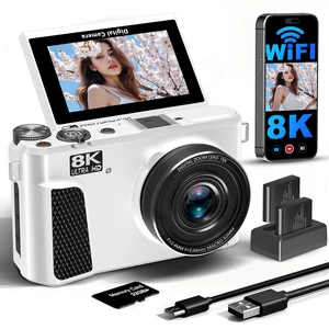 8K Digital Camera for Photography,88MP Vlogging Camera for YouTube(White) 3" 180° Flip Screen,Autofocus,Compact Camera with 18X Digital Zoom,Flash,32GB TF Card & 2 Batteries 8K Digital Camera for Photography,88MP Vlogging Camera for YouTube(White) 3" 180° Flip Screen,Autofocus,Compact Camera with 18X Digital Zoom,Flash,32GB TF Card & 2 Batteries