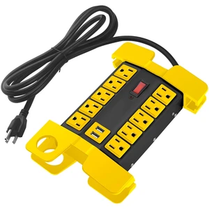 Heavy Duty Power Strip with USB Ports, 10 Outlets. Black, 6FT. Garage, Surge Protector 2700 Joules, Industrial Workshop Metal 15Amp Extension Cord Multiple Outlets, Wide Spaced Heavy Duty Power Strip with USB Ports, 10 Outlets. Black, 6FT. Garage, Surge Protector 2700 Joules, Industrial Workshop Metal 15Amp Extension Cord Multiple Outlets, Wide Spaced