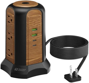 Power Strip Tower, Desktop Charging Station,10 Ft Extension Cord 1080J Surge Protector, 9 Outlets 4 USB Ports (2 USB C), Flat Plug Power Tower with Multiple Outlets, Home, Office, Dorm,Brown Power Strip Tower, Desktop Charging Station,10 Ft Extension Cord 1080J Surge Protector, 9 Outlets 4 USB Ports (2 USB C), Flat Plug Power Tower with Multiple Outlets, Home, Office, Dorm,Brown