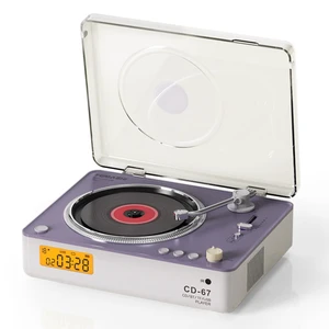 CD Player Portable with HiFi SpeakersBluetooth Transmitter & ReceiverRetro Rechargeable Desktop Music Player for Home with Remote, USB/TF/AUX, Festival Gift Pueple CD Player Portable with HiFi SpeakersBluetooth Transmitter & ReceiverRetro Rechargeable Desktop Music Player for Home with Remote, USB/TF/AUX, Festival Gift Pueple
