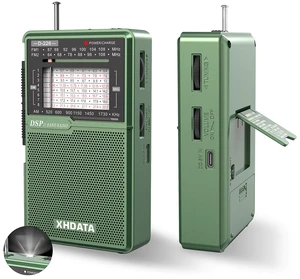 D226 Radios Portable AM FM Shortwave, USB C & Battery Powered, Green Easy-Read Large Dial Reliable Reception, Built-In Flashlight Rear Stand & 3.5mm Headphone Jack for Home or Outdoor Use D226 Radios Portable AM FM Shortwave, USB C & Battery Powered, Green Easy-Read Large Dial Reliable Reception, Built-In Flashlight Rear Stand & 3.5mm Headphone Jack for Home or Outdoor Use