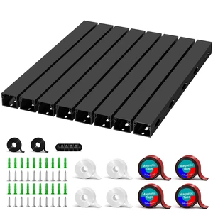 Cable Raceway - Magnetic Cable Management Under Desk with Upgraded Aesthetic Large Hole, Cord Organizer Kit for Hiding Computer, Gaming Desk, Network, Power Cord, TV - 8PCS 8x15.7in Black Cable Raceway - Magnetic Cable Management Under Desk with Upgraded Aesthetic Large Hole, Cord Organizer Kit for Hiding Computer, Gaming Desk, Network, Power Cord, TV - 8PCS 8x15.7in Black
