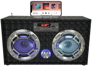 Retro Boombox Bluetooth Speaker, Music Player w/FM Radio & LED Lights Retro Speaker with LED Lights, Rechargeable Portable Bluetooth Speaker with USB & SD, AUX & Remote Control Retro Boombox Bluetooth Speaker, Music Player w/FM Radio & LED Lights Retro Speaker with LED Lights, Rechargeable Portable Bluetooth Speaker with USB & SD, AUX & Remote Control