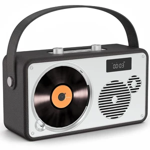 Retro Leather Premium Portable CD Player System with Bluetooth FM Radio USB,AUX,LP-103 Stereo System for Home/Outside, Rechargeable Battery, DSP-Tech, Remote Control Retro Leather Premium Portable CD Player System with Bluetooth FM Radio USB,AUX,LP-103 Stereo System for Home/Outside, Rechargeable Battery, DSP-Tech, Remote Control